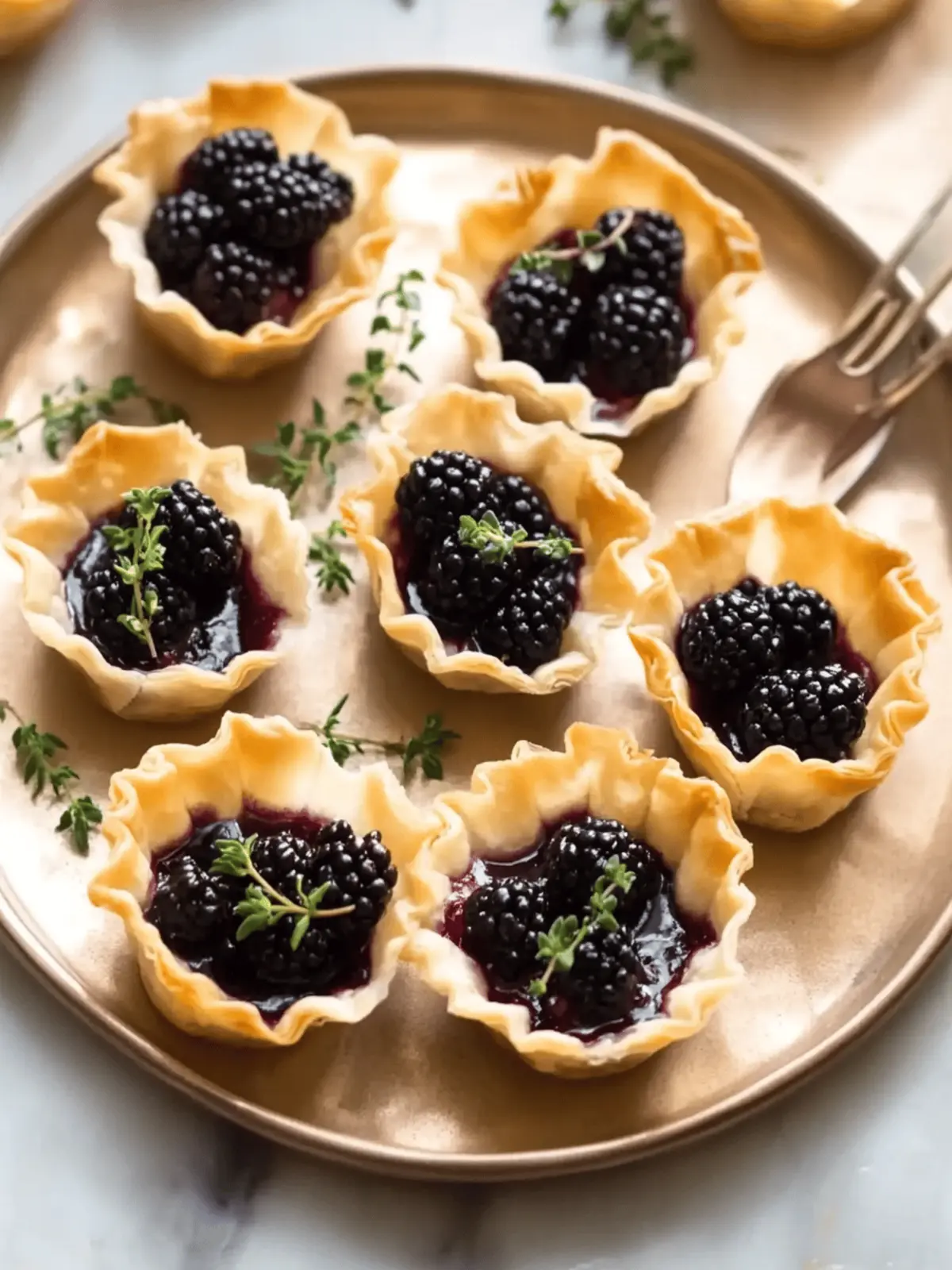 Brie Phyllo Cups with Blackberry and Thyme for Quick Elegance 4 Brie Phyllo Cups with Blackberry and Thyme
