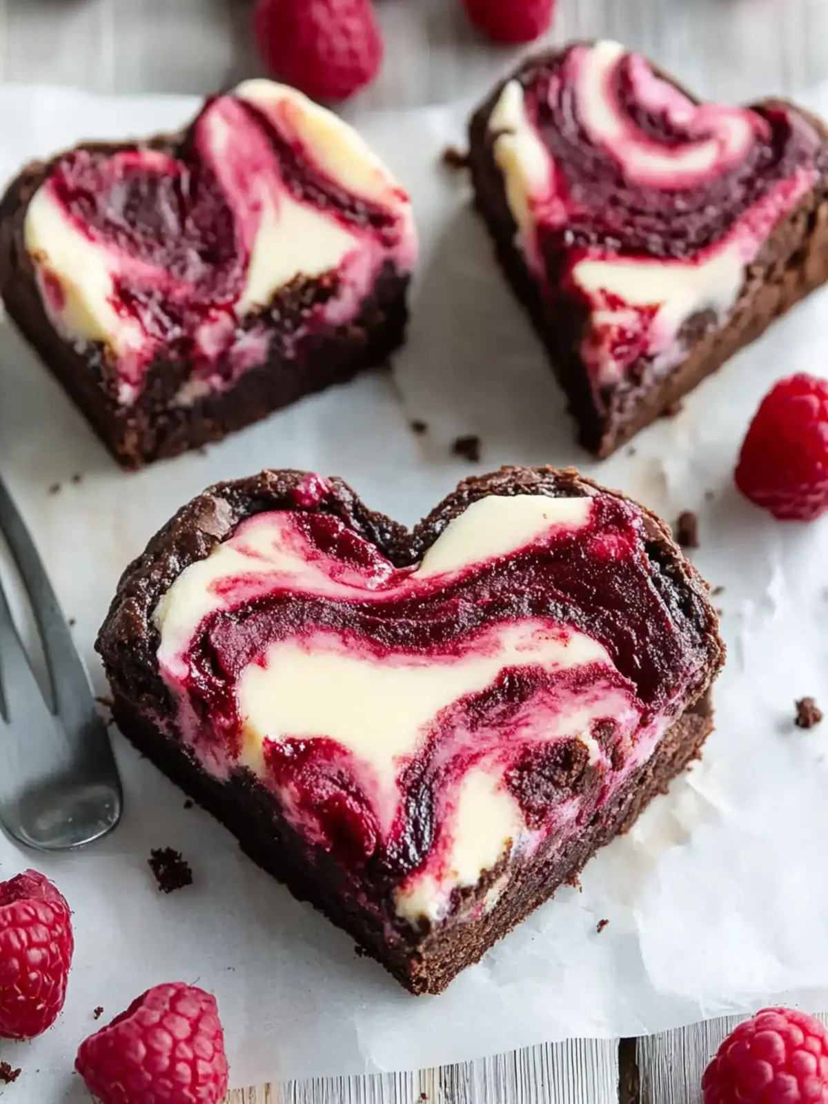 Indulge with Heart-Shaped Brownies and Raspberry Swirl Delight 2 Heart Shaped Brownies (with Raspberry Swirl and Cheesecake Topping)