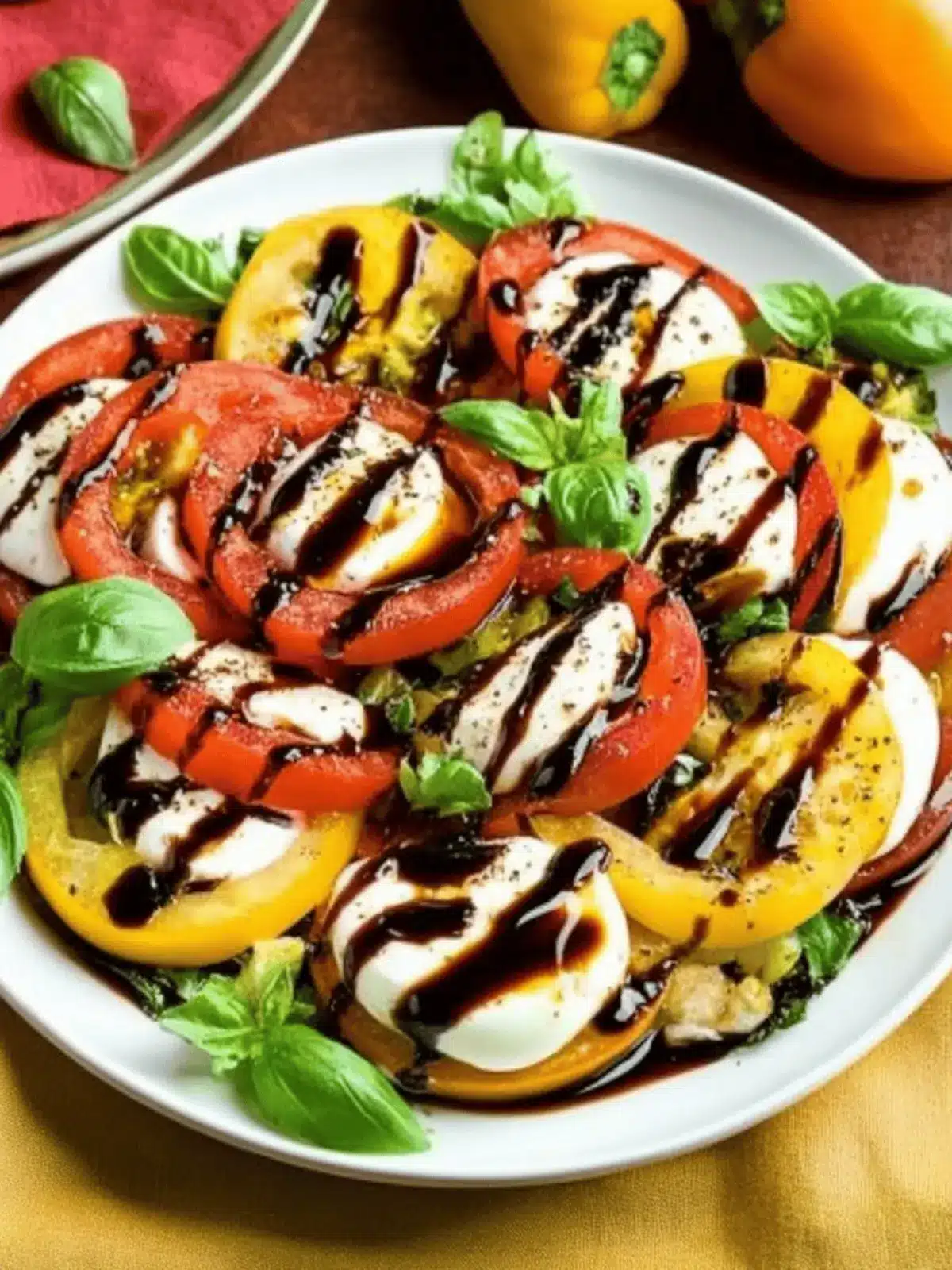 Heirloom Caprese Salad with Balsamic Reduction for Fresh Flavor 3 Heirloom Caprese Salad with Balsamic Reduction