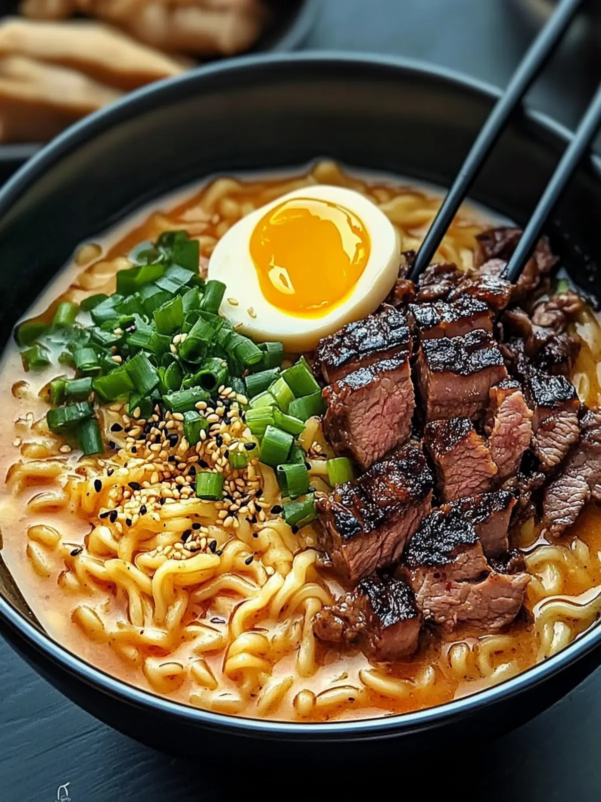 Spicy Korean Ramen with Grilled Beef & Creamy Sauce Delight 4 Spicy Korean Ramen with Grilled Beef & Creamy Sauce