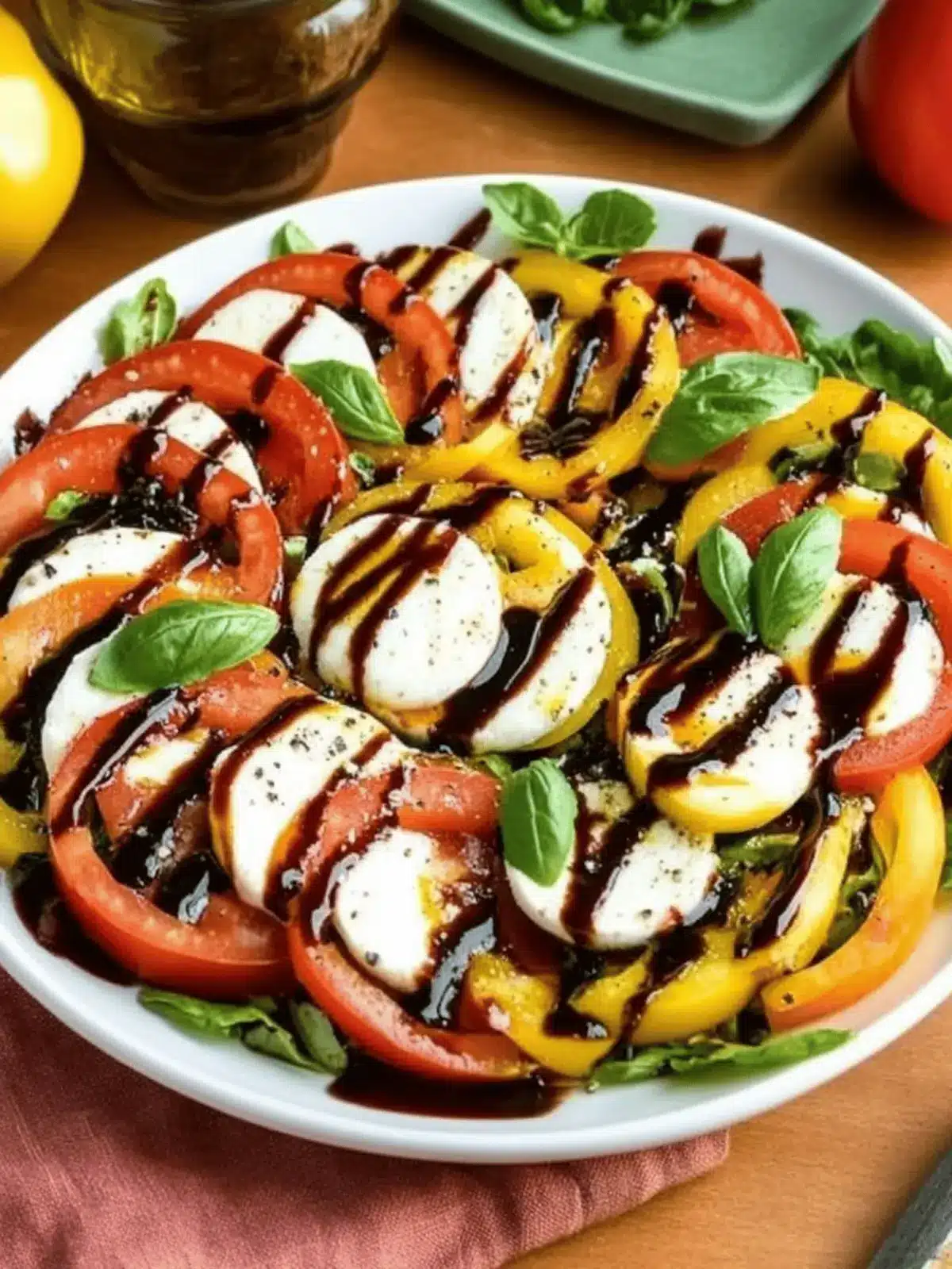 Heirloom Caprese Salad with Balsamic Reduction for Fresh Flavor 2 Heirloom Caprese Salad with Balsamic Reduction