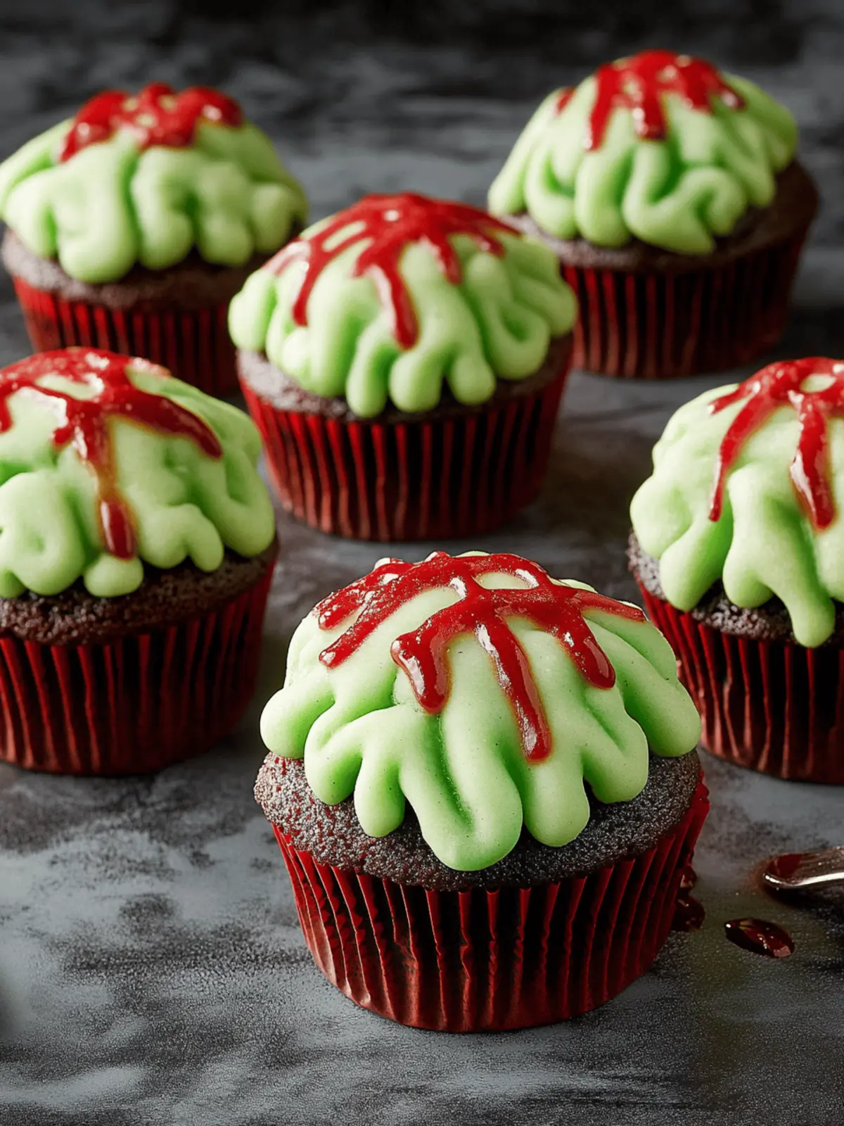 Eerie Zombie Brain Cupcakes: A Spooky Sweet Delight 3 Zombie Brain Cupcakes