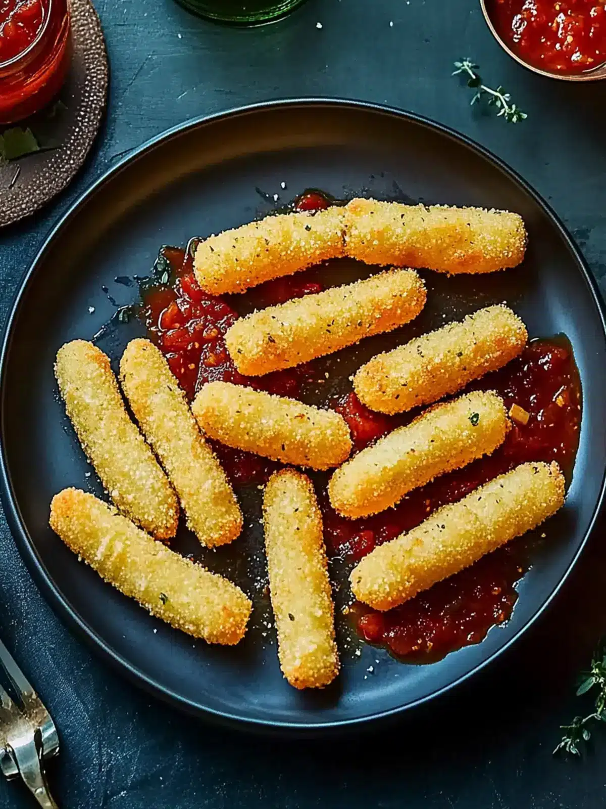 Irresistible Mozzarella Sticks with Spicy Tomato Sauce Recipe 3 Mozzarella sticks with chilli tomato sauce